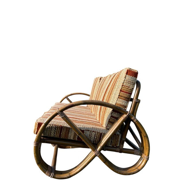 1970s Vintage Rattan Paul Frankl Style Pretzel Sofa For Sale - Image 5 of 11