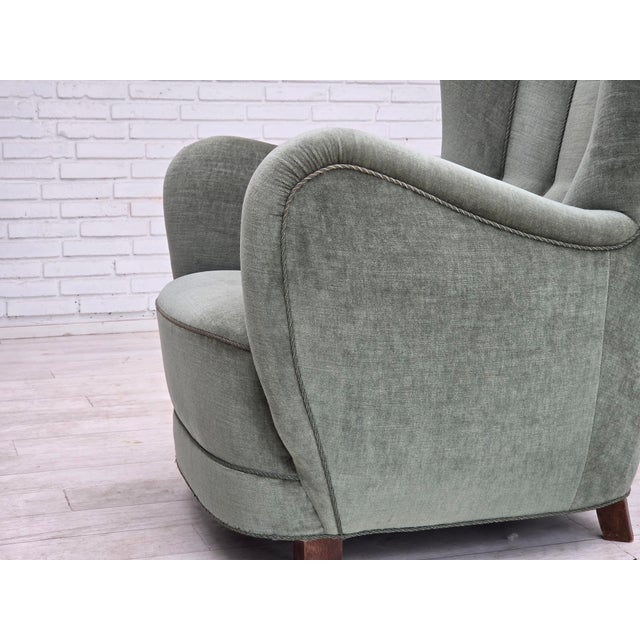 Danish High-Back Relax Chair in Velour and Ash, 1960s For Sale - Image 9 of 18