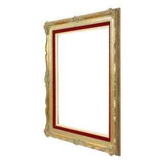 Vintage Baroque Style Gilt Frame in Red Velvet For Sale