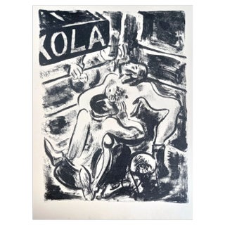 Jean Gabriel Daragnès, Lovers of Montmartre, 1946, Original Lithograph For Sale