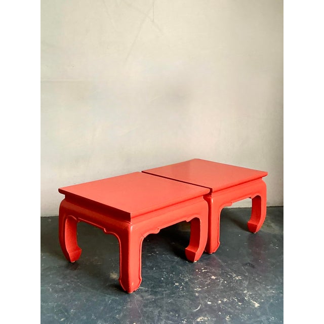 Vintage Asian Lacquered Side Tables - A Pair For Sale - Image 4 of 9
