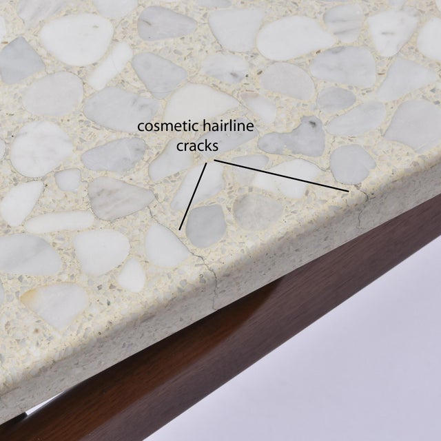 Pair of Sculptural Walnut and Terrazzo Side Tables Attributed to John Keal For Sale - Image 11 of 11