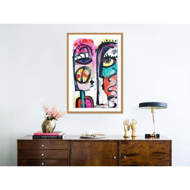 Contemporary Talk Talk by Lesley Grainger in Gold Frame, Medium Art Print For Sale - Image 3 of 4