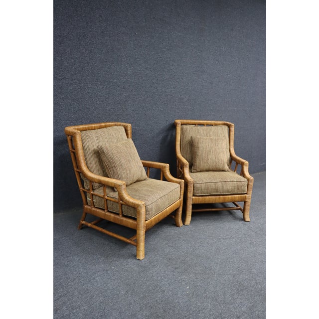 Braxton Culler Pair of Braxton Culler Split Reed Bamboo Lounge Chairs For Sale - Image 4 of 16