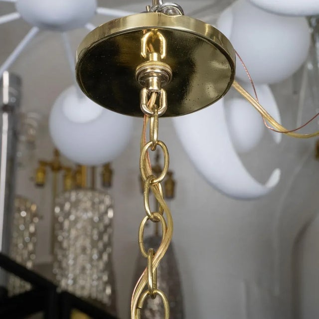 Transparent Tulip-Shaped Bubble Glass Pendant For Sale - Image 8 of 9