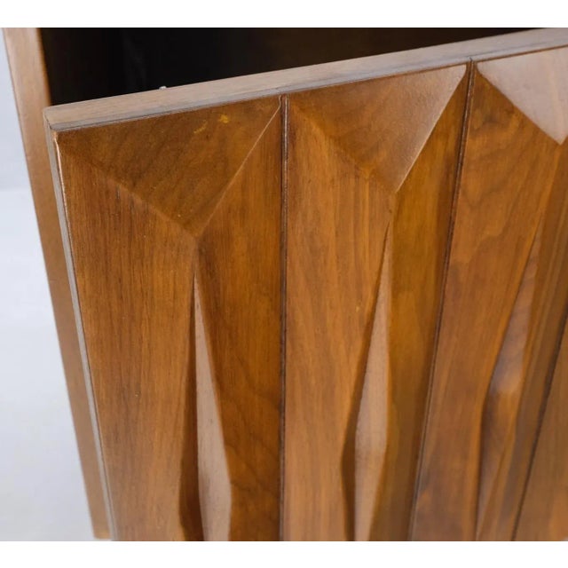 Pair of Light Walnut Carved Dimond Front Doors Bracket Leg Night Stands For Sale - Image 12 of 13