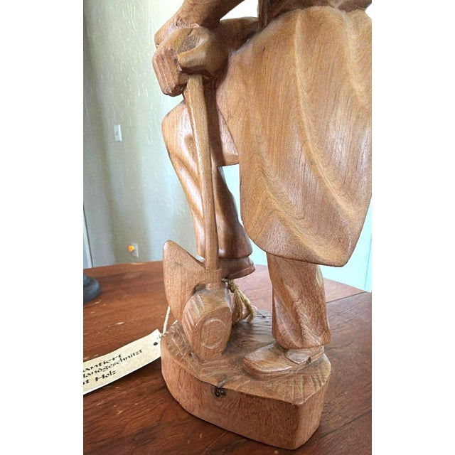 1970s MCM Echt Holz Wood Carving Axe Man West Germany For Sale - Image 12 of 12
