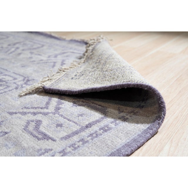 6x9 Rhea Elena Purple Traditional Geometric Hand Knotted Wool Carpet Rug For Sale - Image 4 of 7