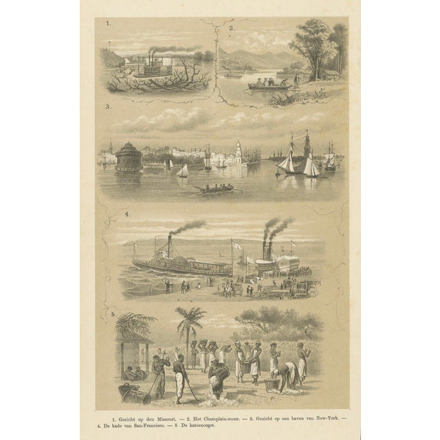 J.M. Schalekamp & G. van den Berg, Missouri, Lake Champlain, New York, San Francisco & Cotton Harvest, 1879, Paper For Sale