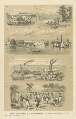J.M. Schalekamp & G. van den Berg, Missouri, Lake Champlain, New York, San Francisco & Cotton Harvest, 1879, Paper