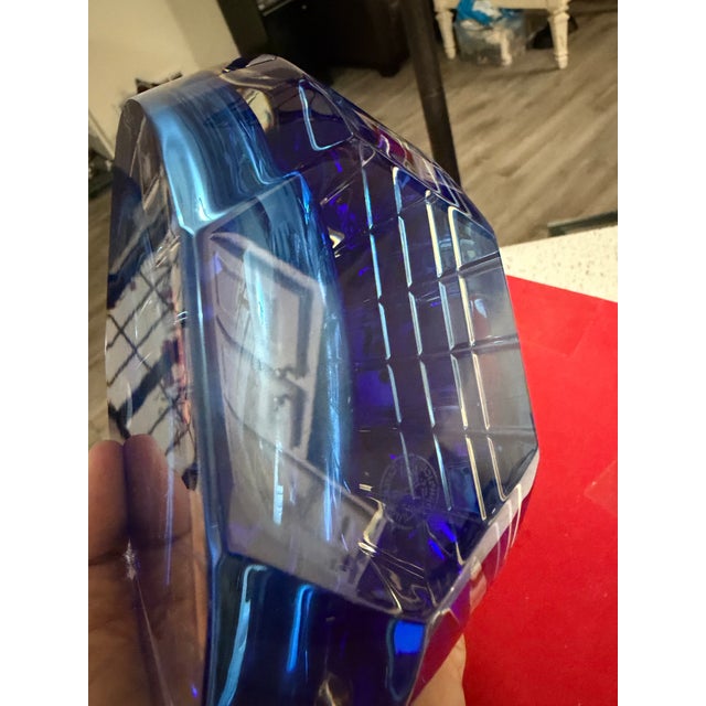 Baccarat Crystal Neptune Cobalt Blue Vase 7.5in by Thomas Bastide New For Sale - Image 9 of 11
