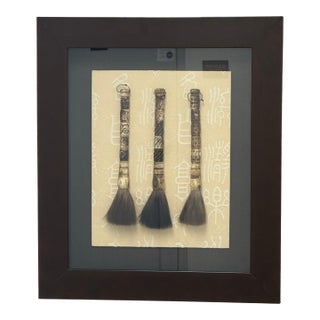 Chinese Ox Bone Calligraphy Brush Pen Shadowbox Wall Art For Sale