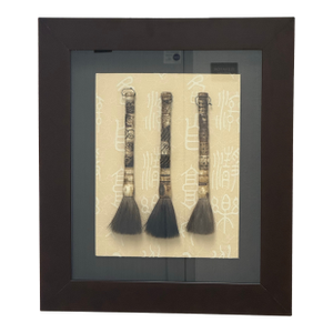 Chinese Ox Bone Calligraphy Brush Pen Shadowbox Wall Art