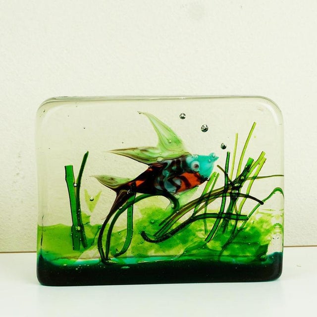 Turquoise Murano Glass Aquarium attributed to Riccardo Licata for Gino Cenedese, Italy, 1960s For Sale - Image 8 of 12