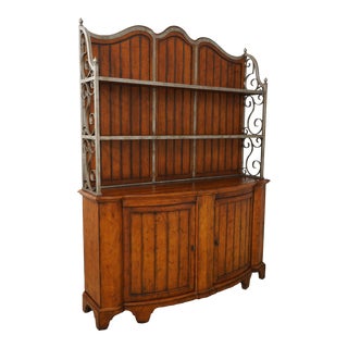 Century Country French Distressed Finish Hutch Credenza For Sale
