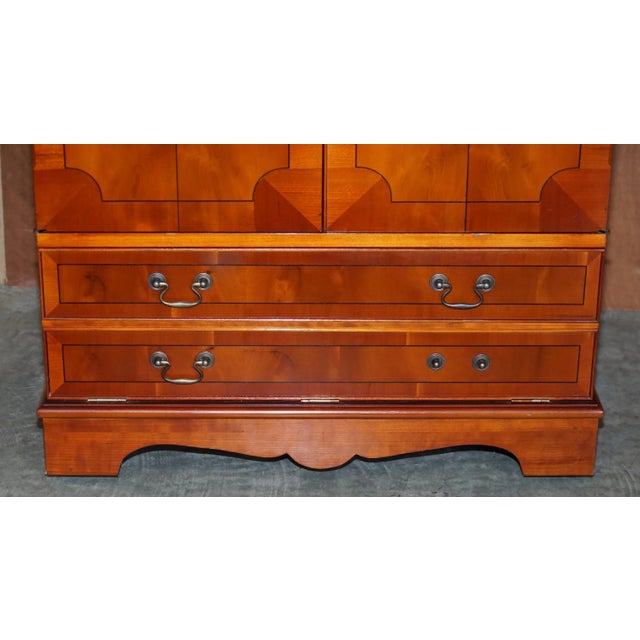 Yew Wood TV Media Cupboard For Sale - Image 9 of 17