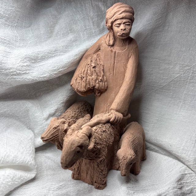 Rustic Vintage Paolo Grasso Attributed Terracotta Hand Sculpted Figurine For Sale - Image 3 of 6