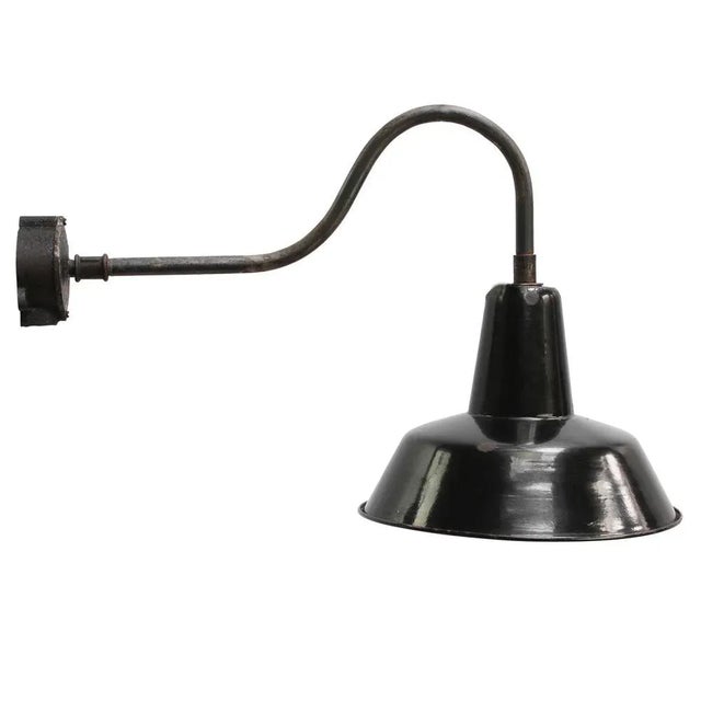 Vintage French Industrial Black Enamel and Cast Iron Wall Lamp For Sale - Image 6 of 6