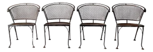 Mid Century Iron Patio Chairs Set of 4