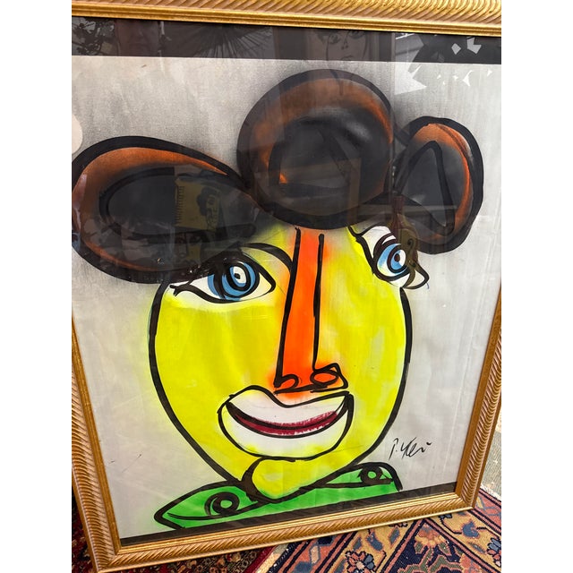 Abstract 1970s Peter Keil Abstract Portrait Painting My Friend From Palma For Sale - Image 3 of 8