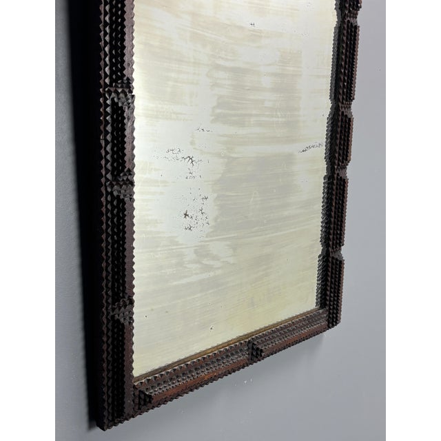 Antique Tramp Art Folk Art Distressed Mirror, Belgian, 1890s For Sale - Image 9 of 17
