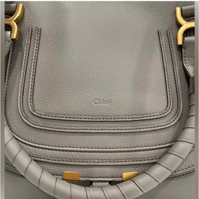 2010s Chloé Women's Gray Marcie Small Double Carry Foldover Tote Bag, Brand New For Sale - Image 5 of 18