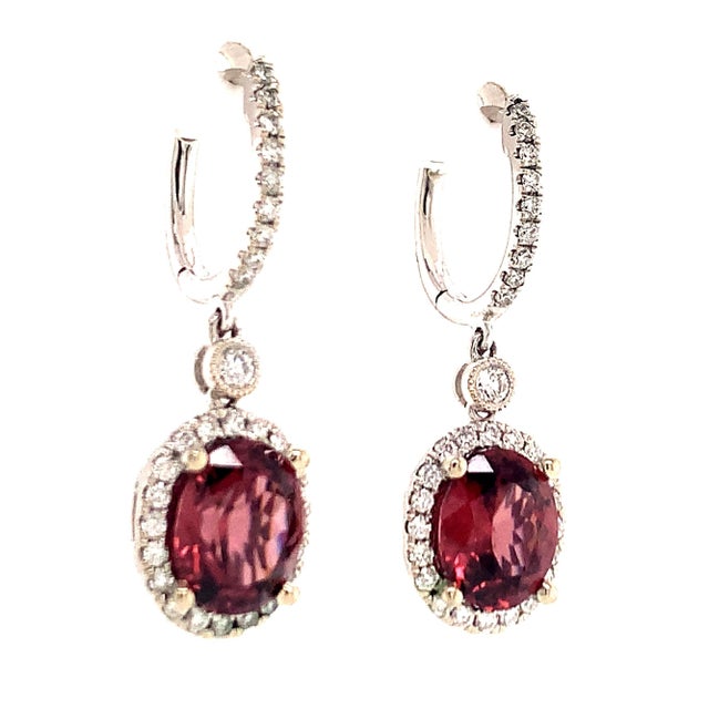 Natural Tourmaline Rubellite Diamond Earrings 18k Gold 6.62 TCW Certified For Sale - Image 13 of 14