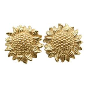 14k Gold Sunflower Earrings, A Pair