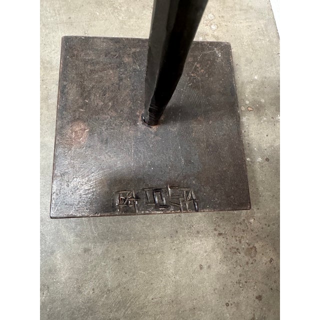 French Iron Hand Forged Candle Stick From 1960's For Sale - Image 9 of 12