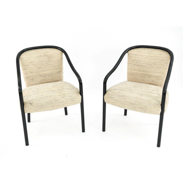 Contemporary 1980s Pair of Arm chairs Attributed to Ward Bennett Chairs for Brickel Associates For Sale - Image 3 of 11