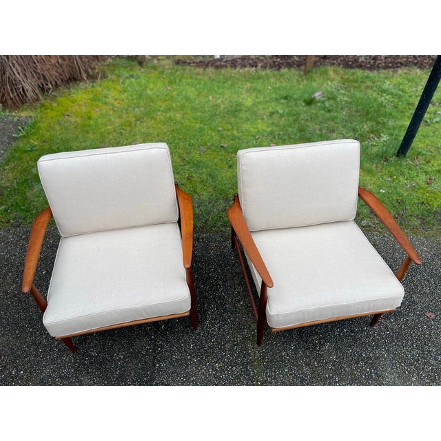 Mid-Century Modern 1960s Danish Modern Teak Lounge Chairs by Ib Kofod Larsen for Selig-Pair For Sale - Image 3 of 12