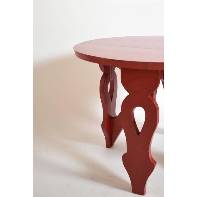 1920s Rustic Round Burgundy Red Table, 1920s For Sale - Image 5 of 6