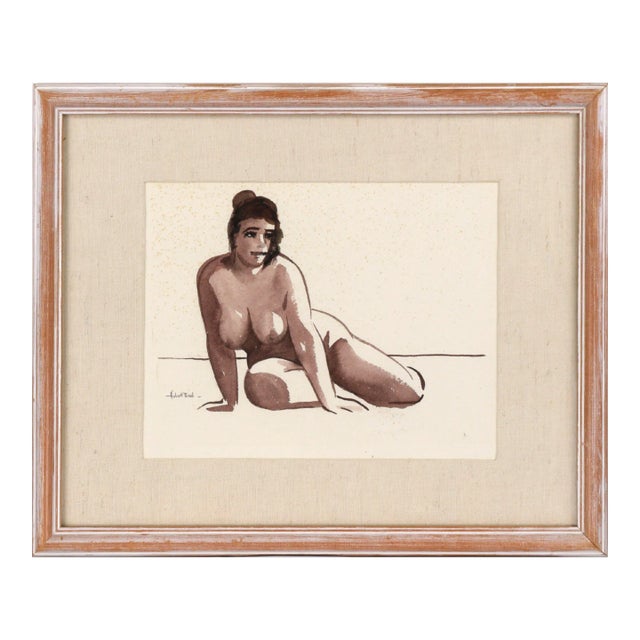 Reclining Nude - Mid Century Bay Area Figurative Movement Female Figure Study by Hubert Buel For Sale