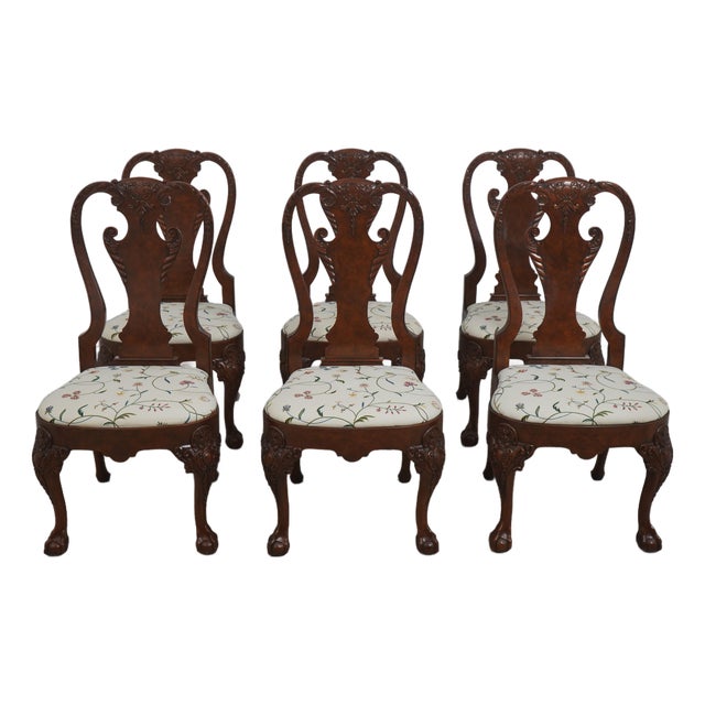 Set of 6 Baker Georgian Walnut Dining Room Chairs For Sale