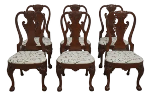 Set of 6 Baker Georgian Walnut Dining Room Chairs