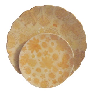Vintage Imari Shuho Yellow Chrysanthemums and Mums Plates - a Pair For Sale
