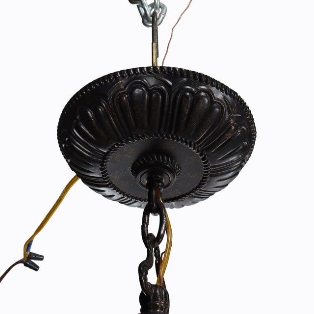 Vintage French Louis XIV Style Figural Cherub Gilt & Ebonized Chandelier C1940 For Sale - Image 17 of 18