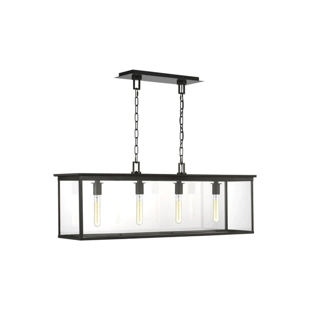 Modern Chapman & Myers by Visual Comfort Studio Freeport Linear Outdoor Chandelier, Copper For Sale - Image 3 of 3