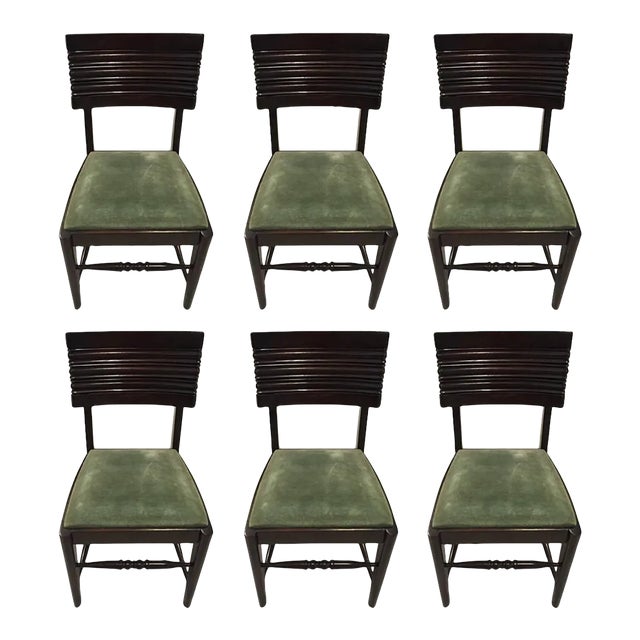 1940s Gaston Poisson Attributed French Art Deco Dining Chairs - Set of 6 For Sale