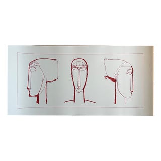 After A. Modigliani, Tetes (Red), Print For Sale