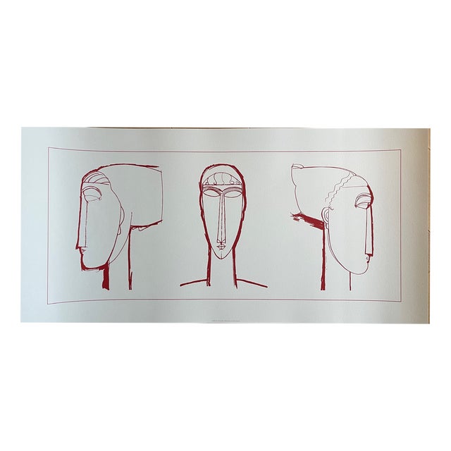 After A. Modigliani, Tetes (Red), Print For Sale
