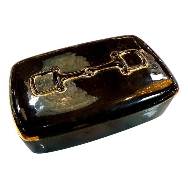 Gucci Ceramic Lidded Box With Gilt, Italy 1980s For Sale