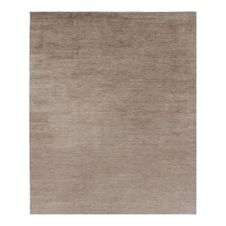 Rug & Kilim’s Oversized Modern Textural Rug in Brown, White and Beige Striae - 14x17 For Sale