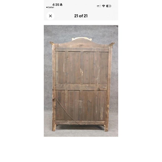 Rare Original French Normandy Chipped Milk-Paint Wedding Marriage Armoire 1800s For Sale - Image 10 of 12