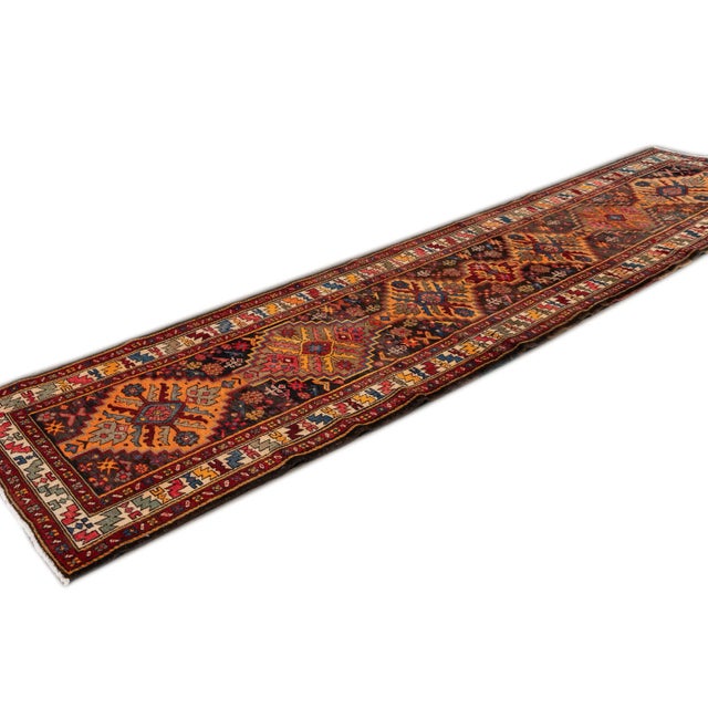 Rustic Colorful Vintage Malayer Handmade Wool Runner For Sale - Image 3 of 10