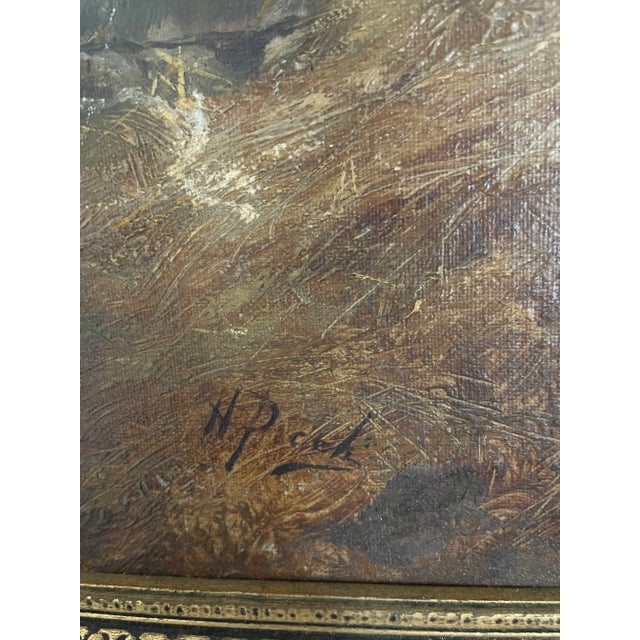 Gold Signed Farm Oil Painting For Sale - Image 8 of 8