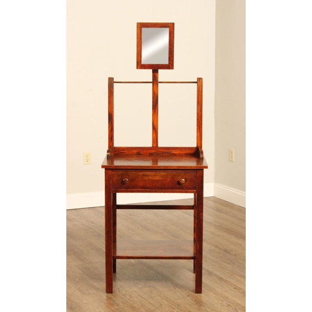 Antique Arts & Crafts Oak Shaving Stand For Sale - Image 9 of 12