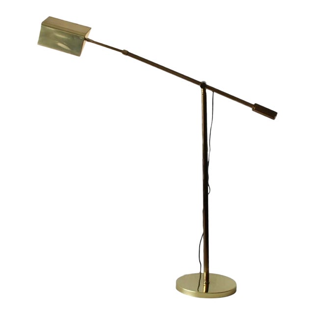 1980s Carsella Lighting Style Mid-Century Counterbalanced Brass Reading Lamp For Sale