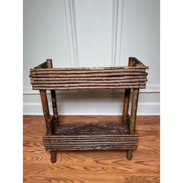 Farmhouse Antique Adirondack Twig Two Tiered Side Table For Sale - Image 3 of 12