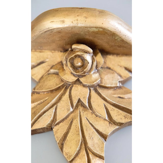 Vintage Italian Gilt Plaster Roses Wall Brackets Shelves - a Pair For Sale In Houston - Image 6 of 8